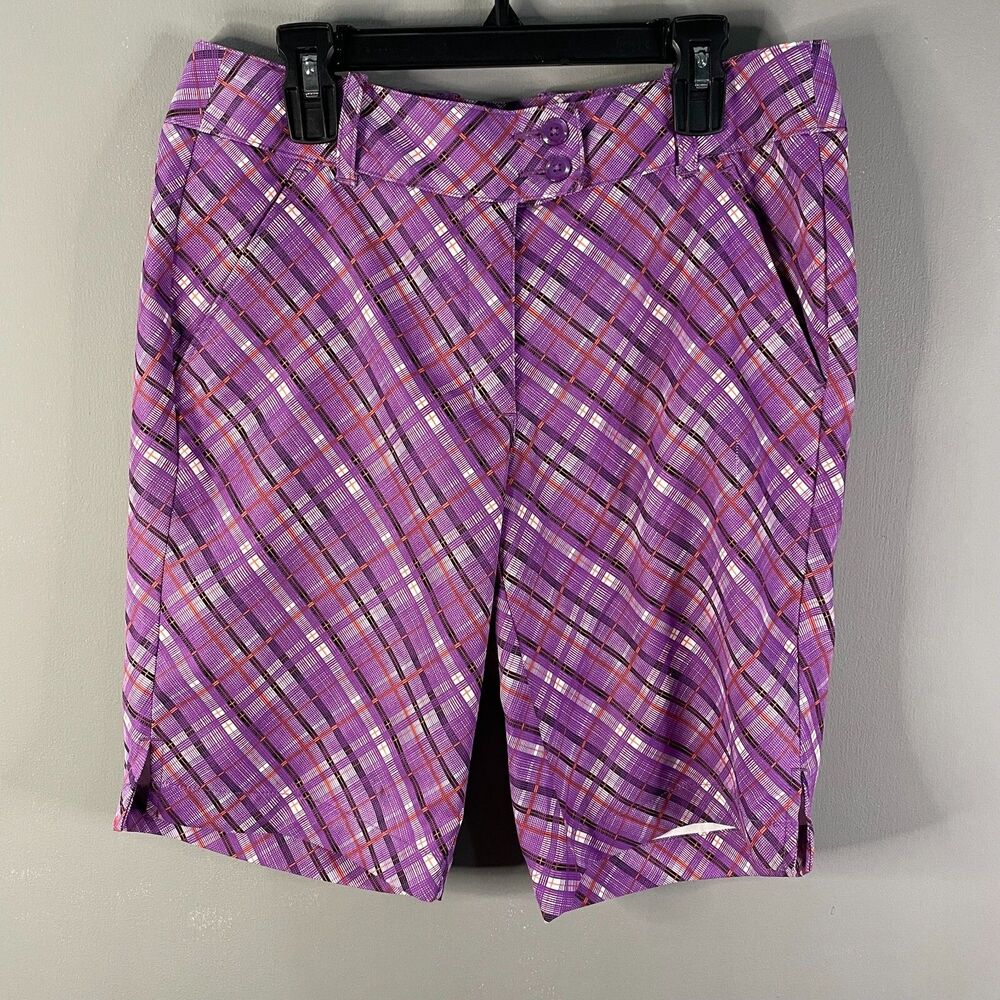Callaway Womens Opti Dri Purple Argyle Golf Shorts  **READ**